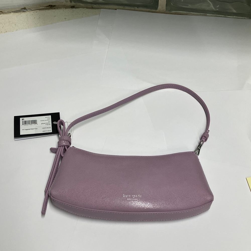 Kate Spade Loop SM Pebbled leather Pochette Slim Shldr bag Market Purple
